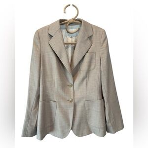 Banana Republic Wool Silk Blazer Jacket Beige Size 10 Lined Career Workwear